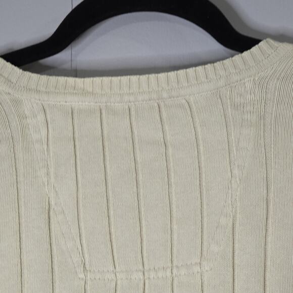 NWT IZOD Jeans Men Large Ivory Ribbed Knit Crew Neck Cotton Sweater Neutral - Picture 3 of 6